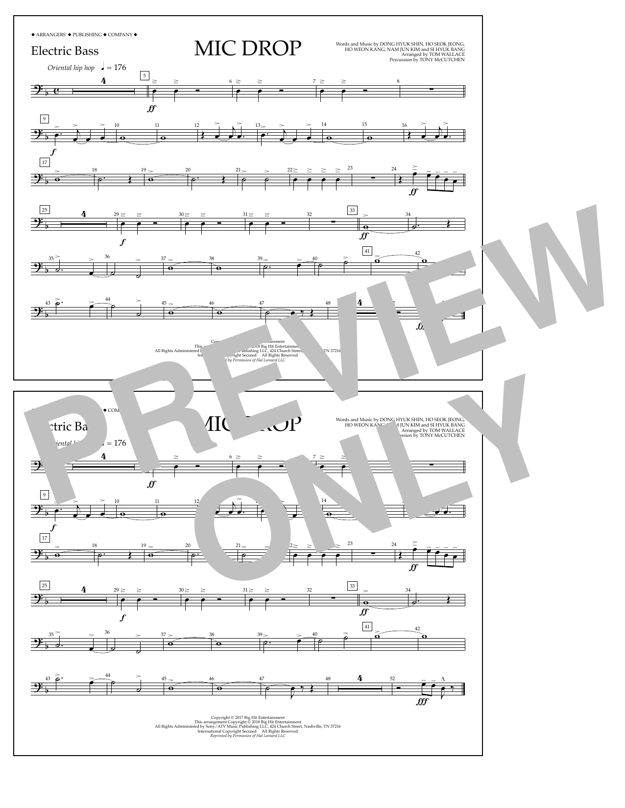 Download Tom Wallace Mic Drop - Electric Bass Sheet Music and learn how to play Marching Band PDF digital score in minutes