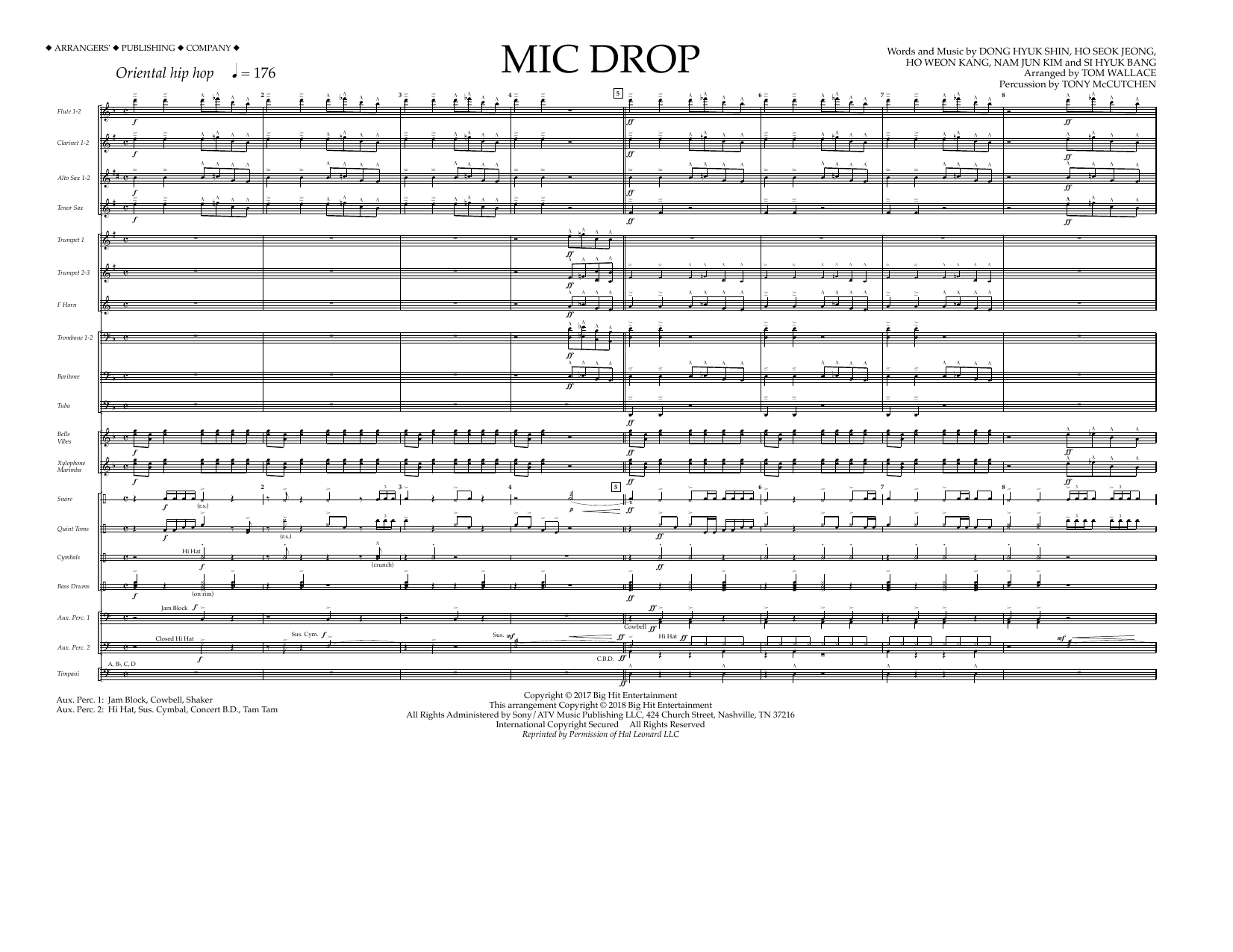 Download Tom Wallace Mic Drop - Full Score Sheet Music and learn how to play Marching Band PDF digital score in minutes