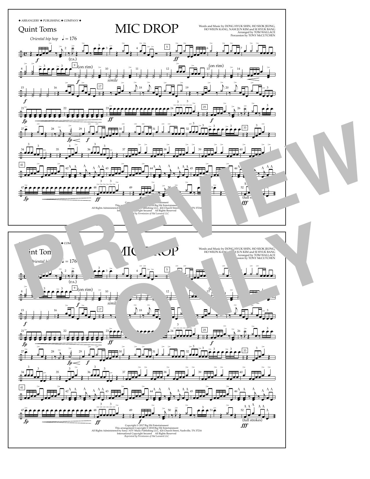 Download Tom Wallace Mic Drop - Quint-Toms Sheet Music and learn how to play Marching Band PDF digital score in minutes