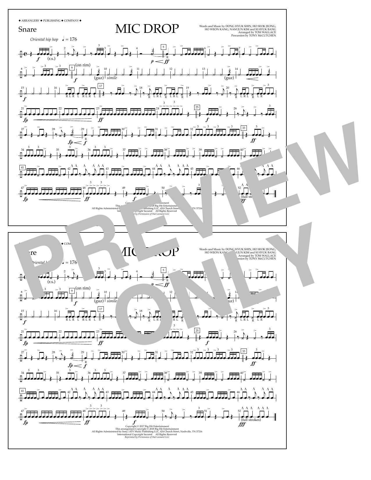Download Tom Wallace Mic Drop - Snare Sheet Music and learn how to play Marching Band PDF digital score in minutes