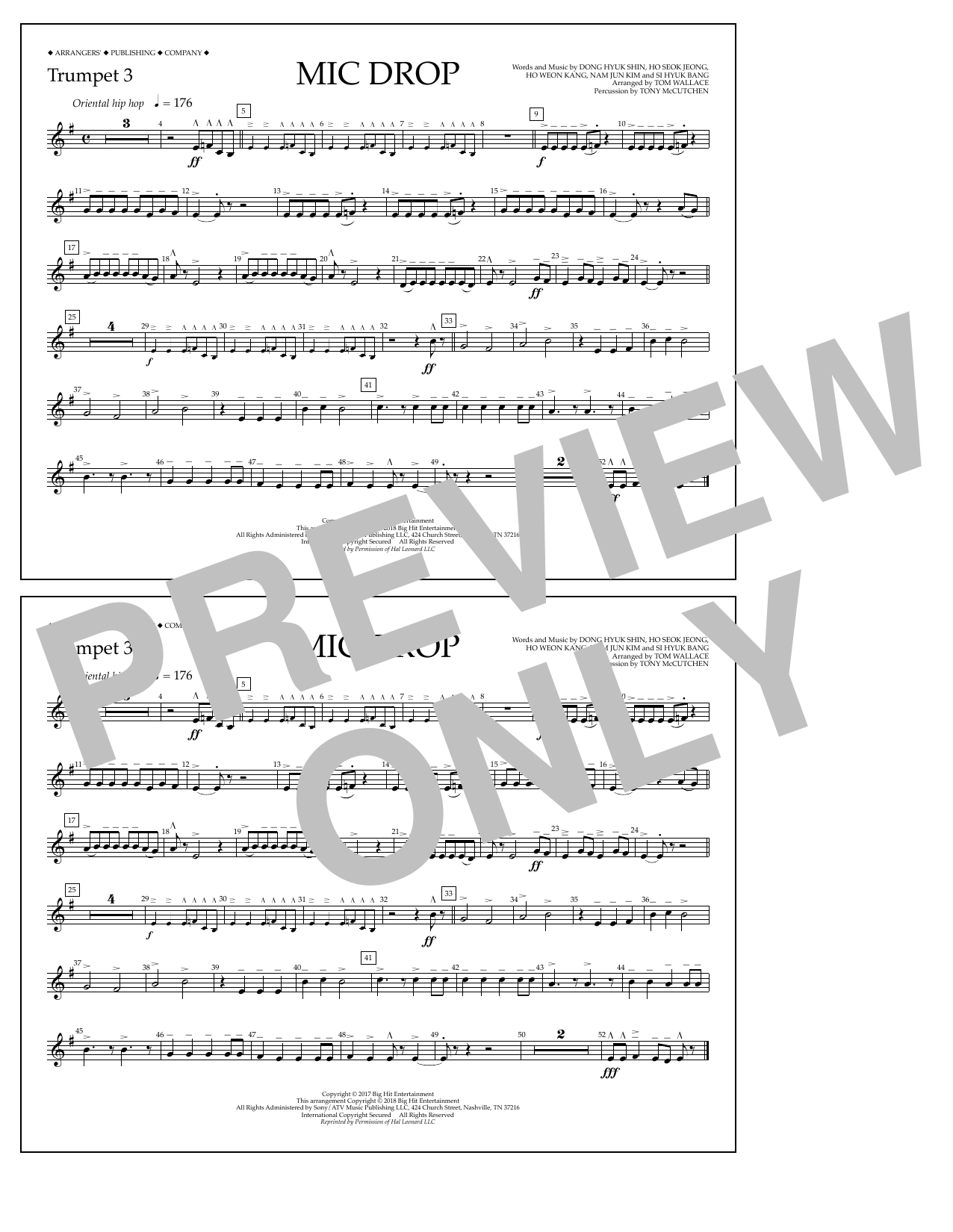 Download Tom Wallace Mic Drop - Trumpet 3 Sheet Music and learn how to play Marching Band PDF digital score in minutes