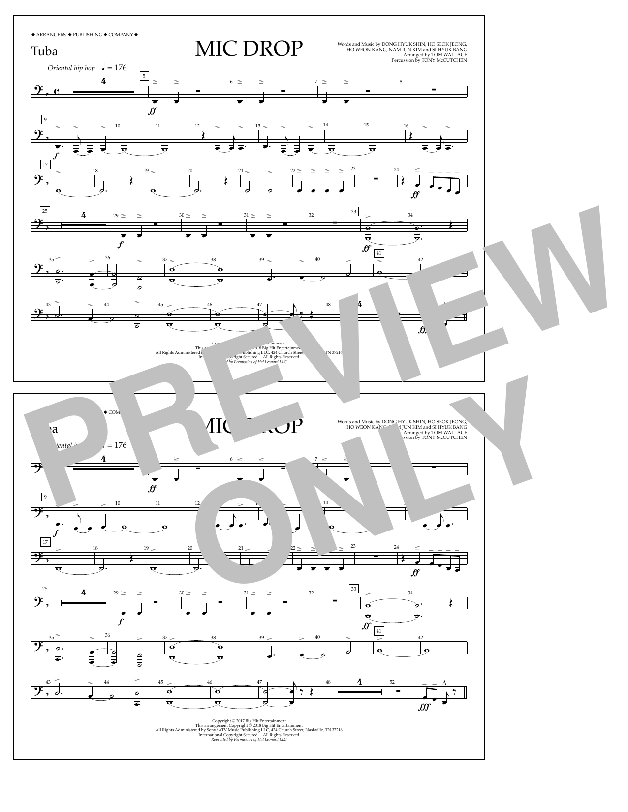 Download Tom Wallace Mic Drop - Tuba Sheet Music and learn how to play Marching Band PDF digital score in minutes