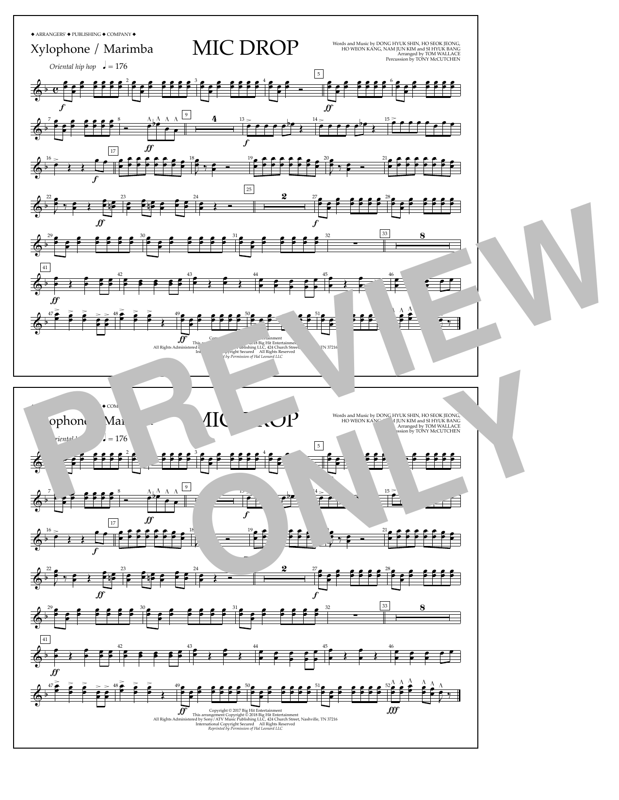 Download Tom Wallace Mic Drop - Xylophone/Marimba Sheet Music and learn how to play Marching Band PDF digital score in minutes