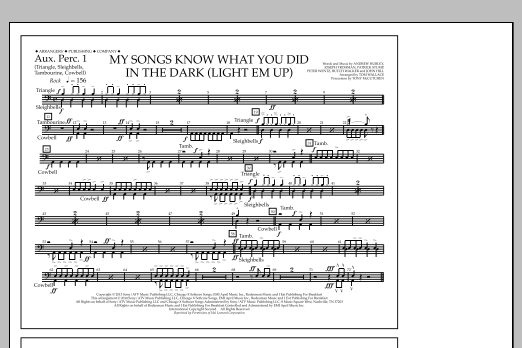 Download Tom Wallace My Songs Know What You Did in the Dark (Light 'Em Up) - Aux. Perc. 1 Sheet Music and learn how to play Marching Band PDF digital score in minutes