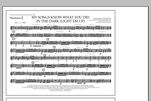 Download Tom Wallace My Songs Know What You Did in the Dark (Light 'Em Up) - Baritone T.C. Sheet Music and learn how to play Marching Band PDF digital score in minutes