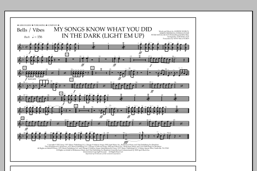 Download Tom Wallace My Songs Know What You Did in the Dark (Light 'Em Up) - Bells/Vibes Sheet Music and learn how to play Marching Band PDF digital score in minutes