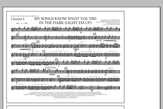 Download Tom Wallace My Songs Know What You Did in the Dark (Light 'Em Up) - Clarinet 2 Sheet Music and learn how to play Marching Band PDF digital score in minutes