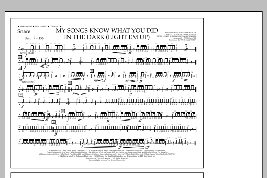 Download Tom Wallace My Songs Know What You Did in the Dark (Light 'Em Up) - Snare Sheet Music and learn how to play Marching Band PDF digital score in minutes
