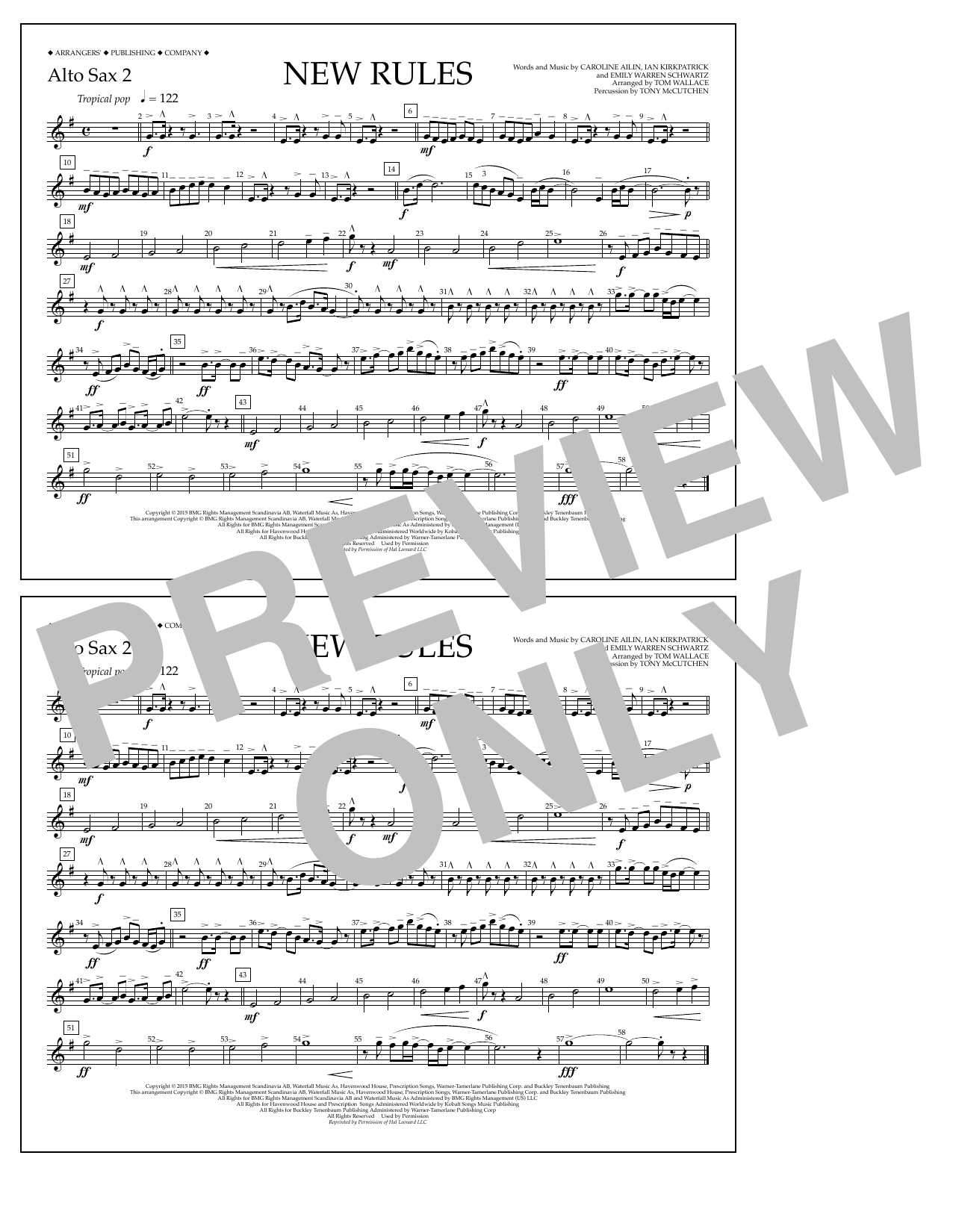 Download Tom Wallace New Rules - Alto Sax 2 Sheet Music and learn how to play Marching Band PDF digital score in minutes