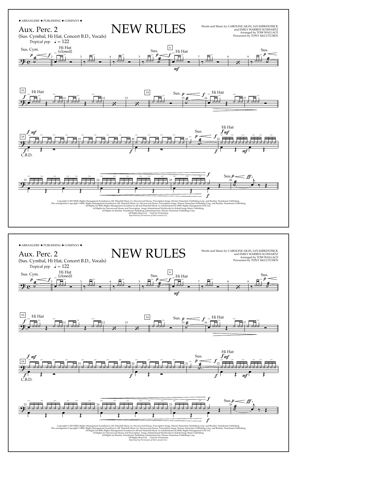 Download Tom Wallace New Rules - Aux. Perc. 2 Sheet Music and learn how to play Marching Band PDF digital score in minutes