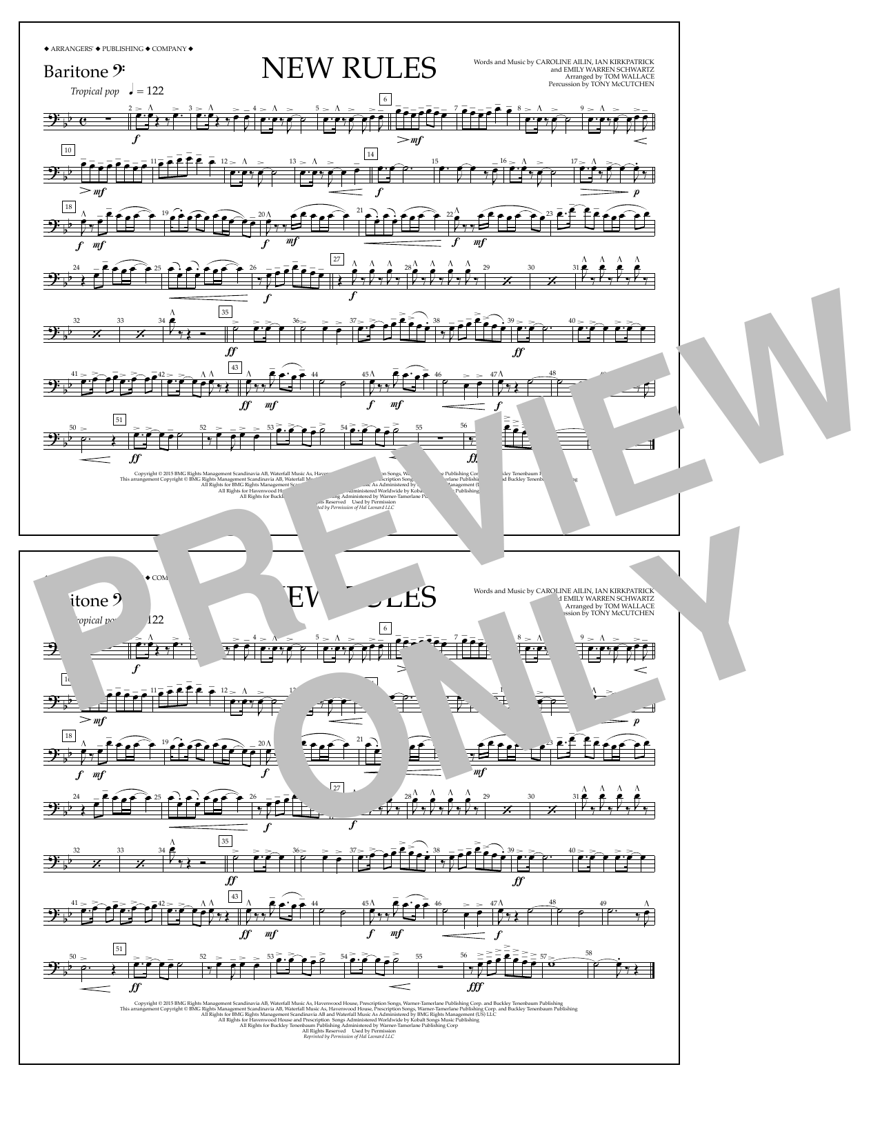 Download Tom Wallace New Rules - Baritone B.C. Sheet Music and learn how to play Marching Band PDF digital score in minutes