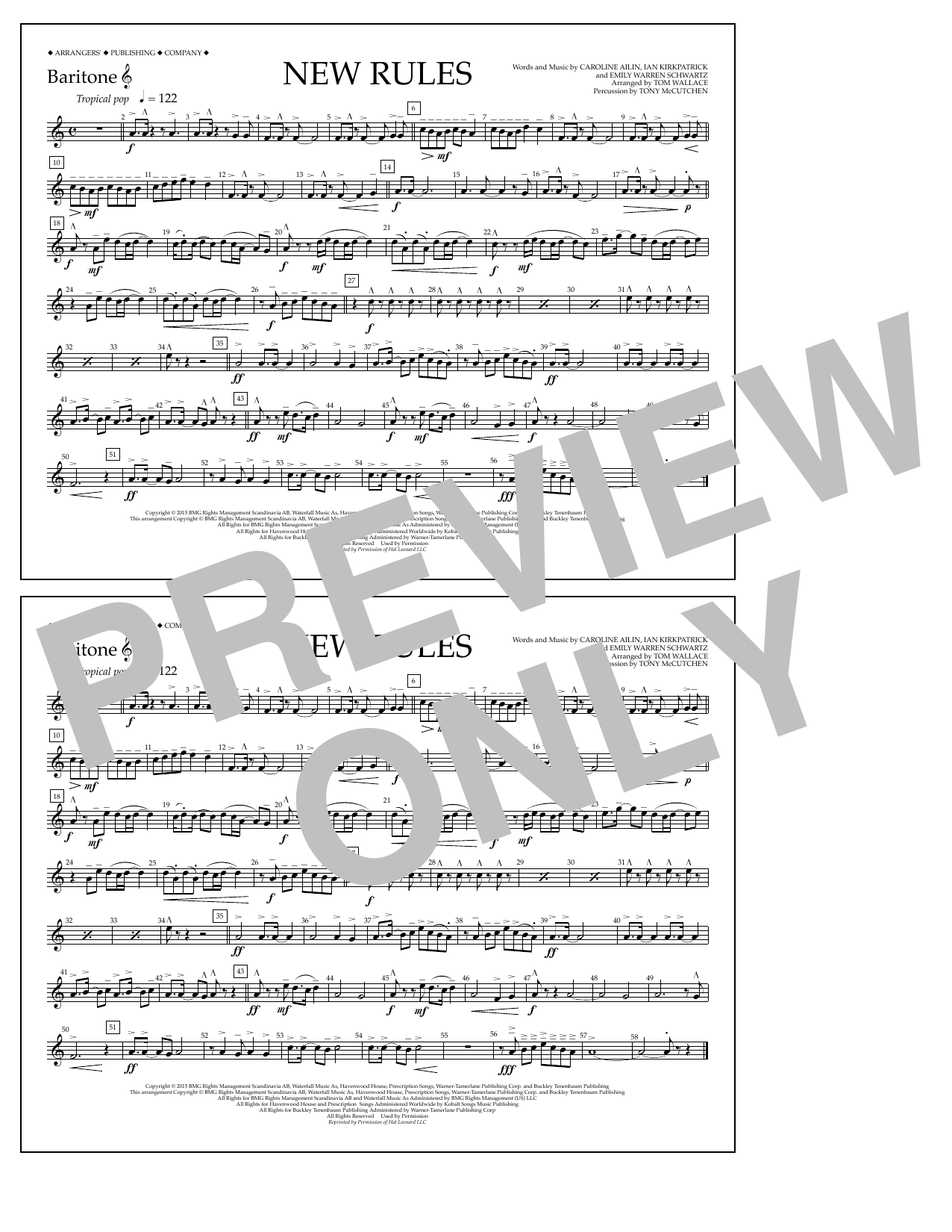 Download Tom Wallace New Rules - Baritone T.C. Sheet Music and learn how to play Marching Band PDF digital score in minutes