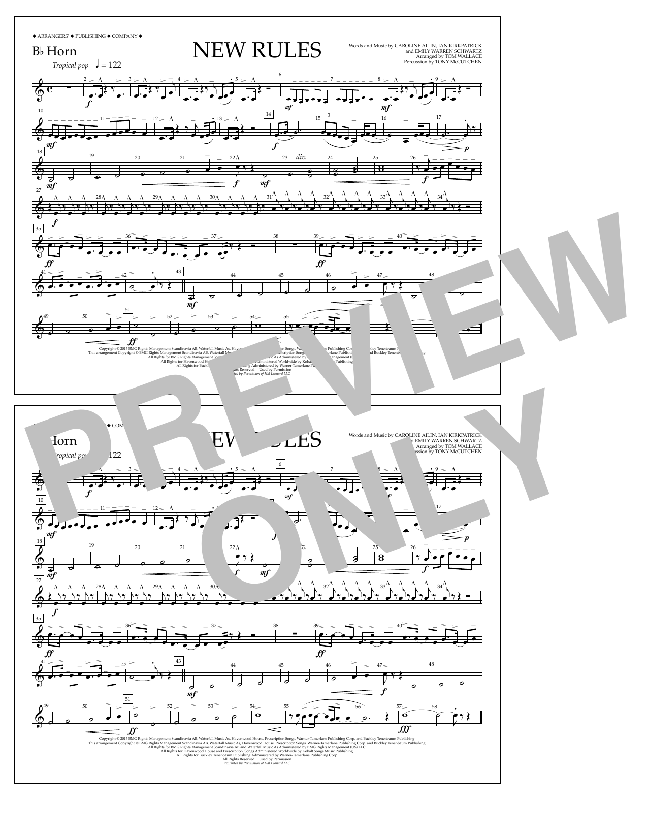 Download Tom Wallace New Rules - Bb Horn Sheet Music and learn how to play Marching Band PDF digital score in minutes