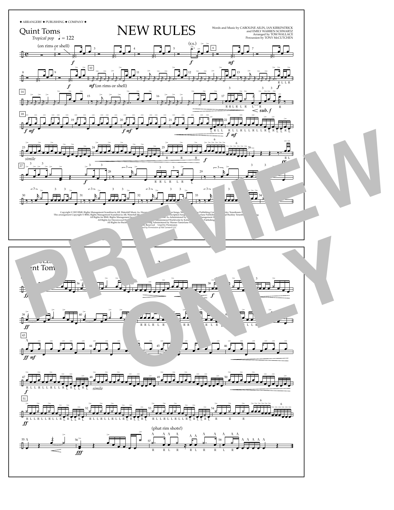 Download Tom Wallace New Rules - Quint-Toms Sheet Music and learn how to play Marching Band PDF digital score in minutes