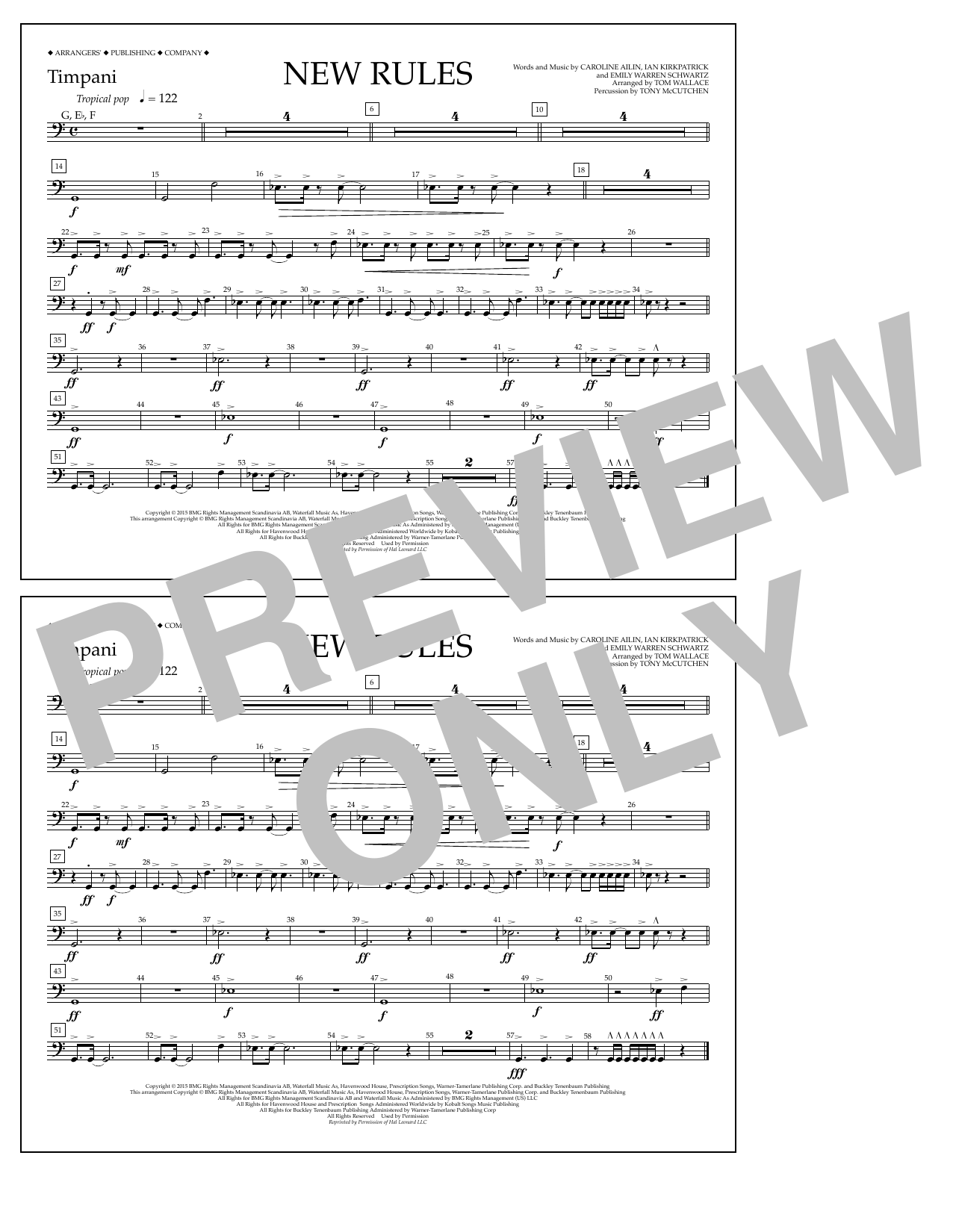 Download Tom Wallace New Rules - Timpani Sheet Music and learn how to play Marching Band PDF digital score in minutes