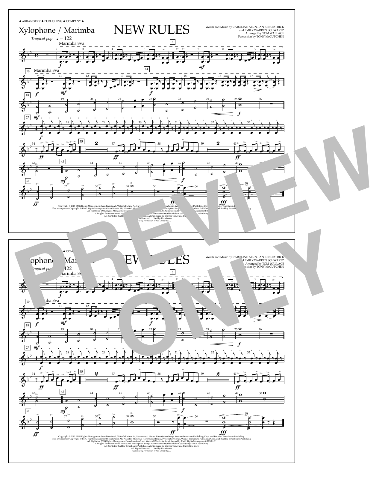 Download Tom Wallace New Rules - Xylophone/Marimba Sheet Music and learn how to play Marching Band PDF digital score in minutes