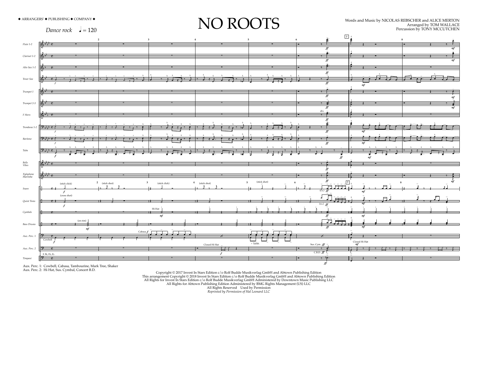 Download Tom Wallace No Roots - Full Score Sheet Music and learn how to play Marching Band PDF digital score in minutes