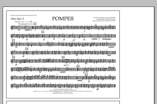 Download Tom Wallace Pompeii - Alto Sax 2 Sheet Music and learn how to play Marching Band PDF digital score in minutes