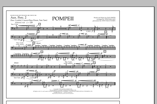 Download Tom Wallace Pompeii - Aux. Perc. 2 Sheet Music and learn how to play Marching Band PDF digital score in minutes