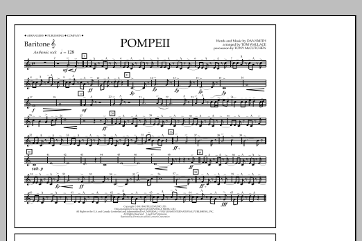 Download Tom Wallace Pompeii - Baritone T.C. Sheet Music and learn how to play Marching Band PDF digital score in minutes