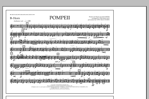 Download Tom Wallace Pompeii - Bb Horn Sheet Music and learn how to play Marching Band PDF digital score in minutes