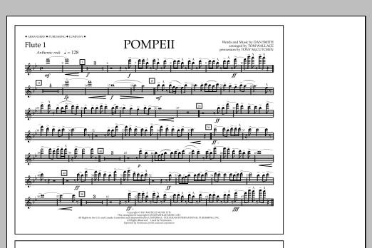 Download Tom Wallace Pompeii - Flute 1 Sheet Music and learn how to play Marching Band PDF digital score in minutes