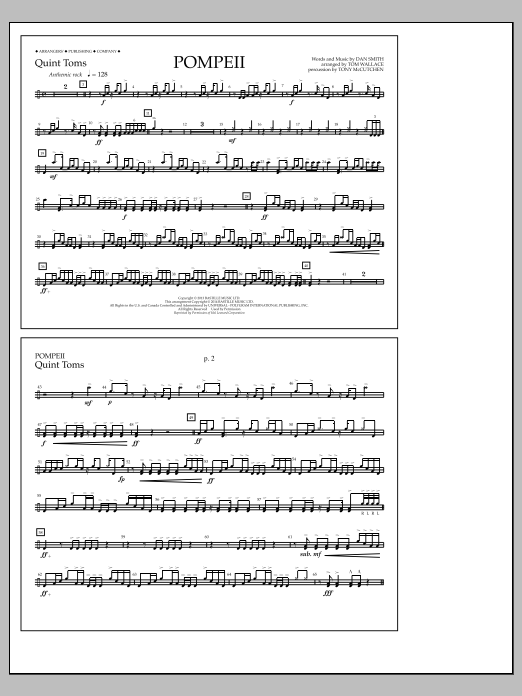 Download Tom Wallace Pompeii - Quint-Toms Sheet Music and learn how to play Marching Band PDF digital score in minutes