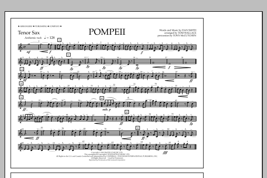 Download Tom Wallace Pompeii - Tenor Sax Sheet Music and learn how to play Marching Band PDF digital score in minutes