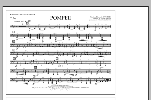 Download Tom Wallace Pompeii - Tuba Sheet Music and learn how to play Marching Band PDF digital score in minutes