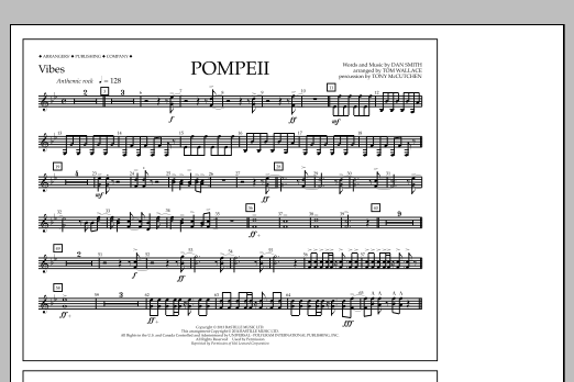 Download Tom Wallace Pompeii - Vibes Sheet Music and learn how to play Marching Band PDF digital score in minutes