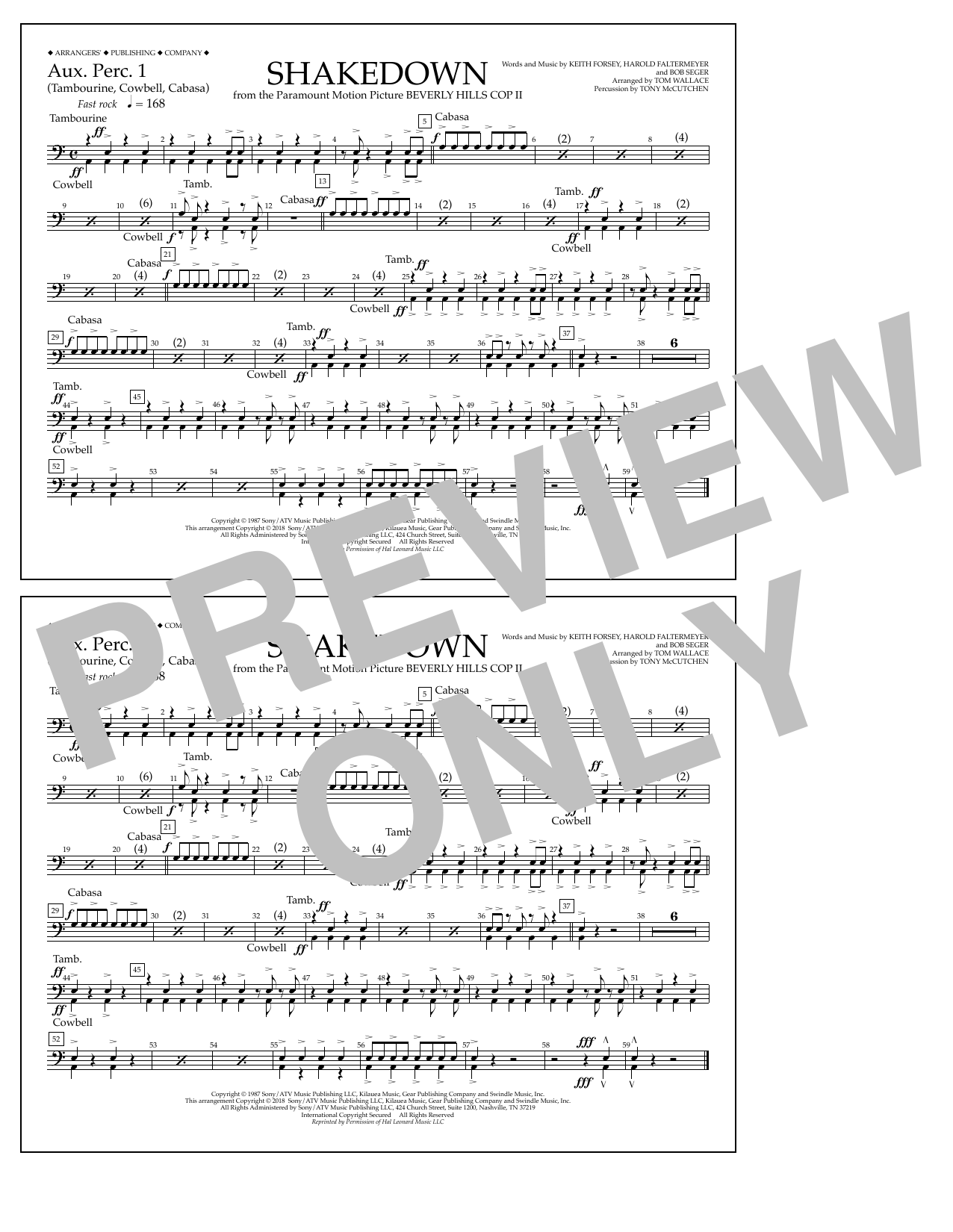 Download Tom Wallace Shakedown - Aux. Perc. 1 Sheet Music and learn how to play Marching Band PDF digital score in minutes