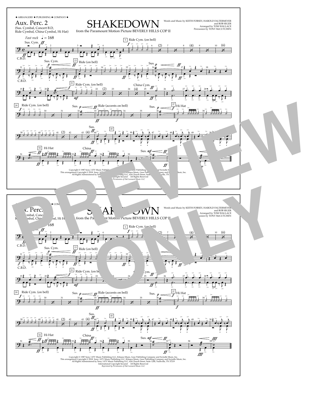 Download Tom Wallace Shakedown - Aux. Perc. 2 Sheet Music and learn how to play Marching Band PDF digital score in minutes