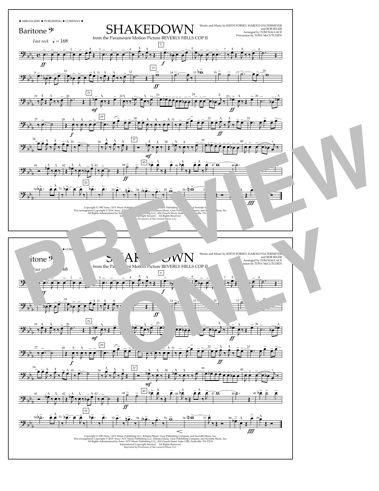 Download Tom Wallace Shakedown - Baritone B.C. Sheet Music and learn how to play Marching Band PDF digital score in minutes