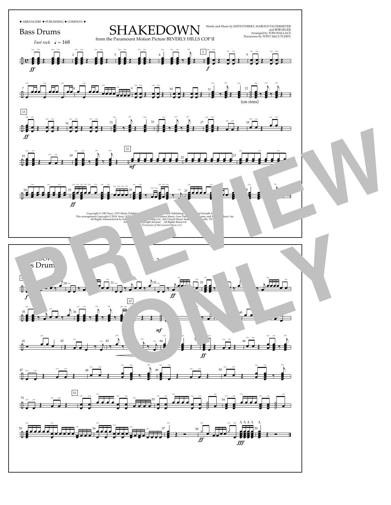 Download Tom Wallace Shakedown - Bass Drums Sheet Music and learn how to play Marching Band PDF digital score in minutes