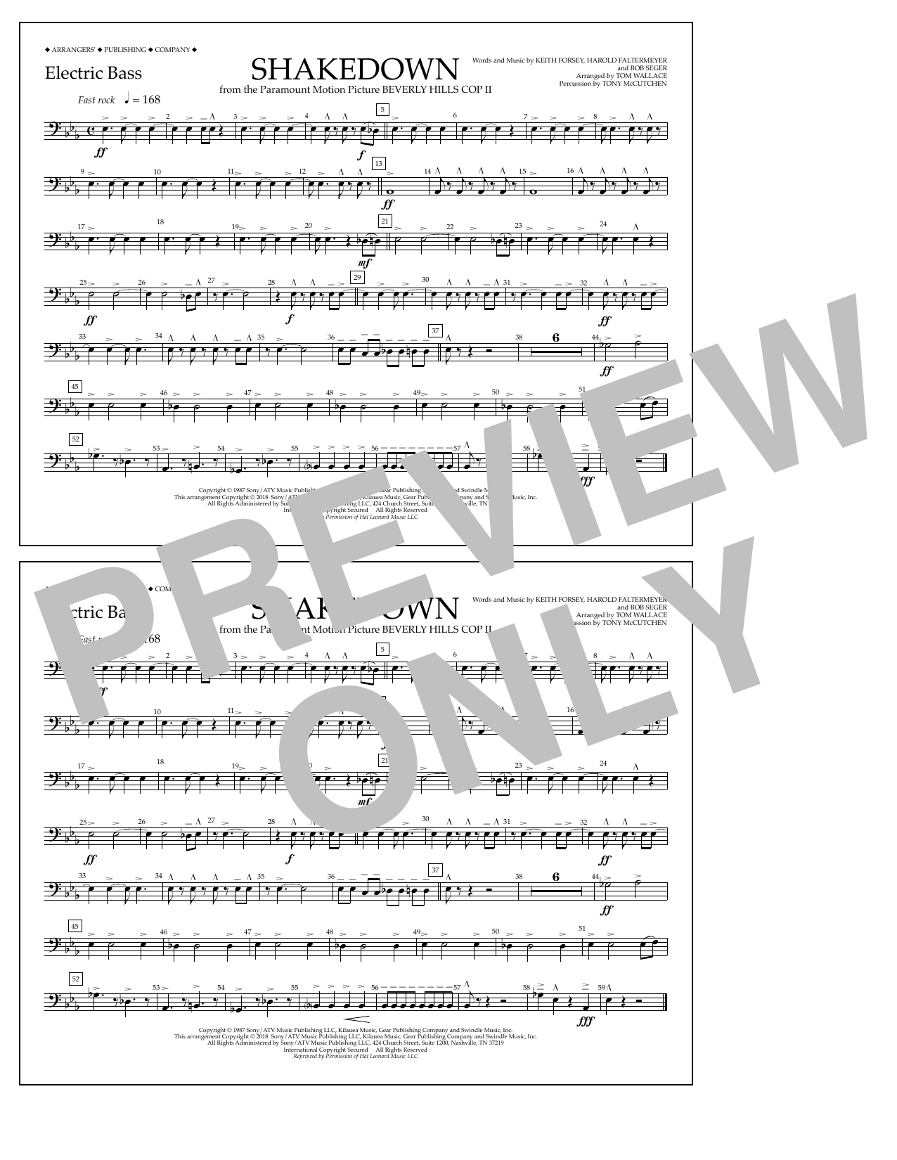 Download Tom Wallace Shakedown - Electric Bass Sheet Music and learn how to play Marching Band PDF digital score in minutes