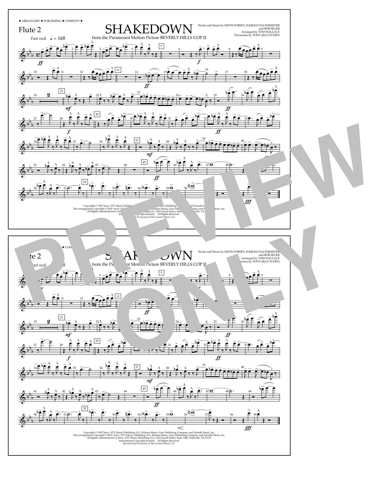 Download Tom Wallace Shakedown - Flute 2 Sheet Music and learn how to play Marching Band PDF digital score in minutes