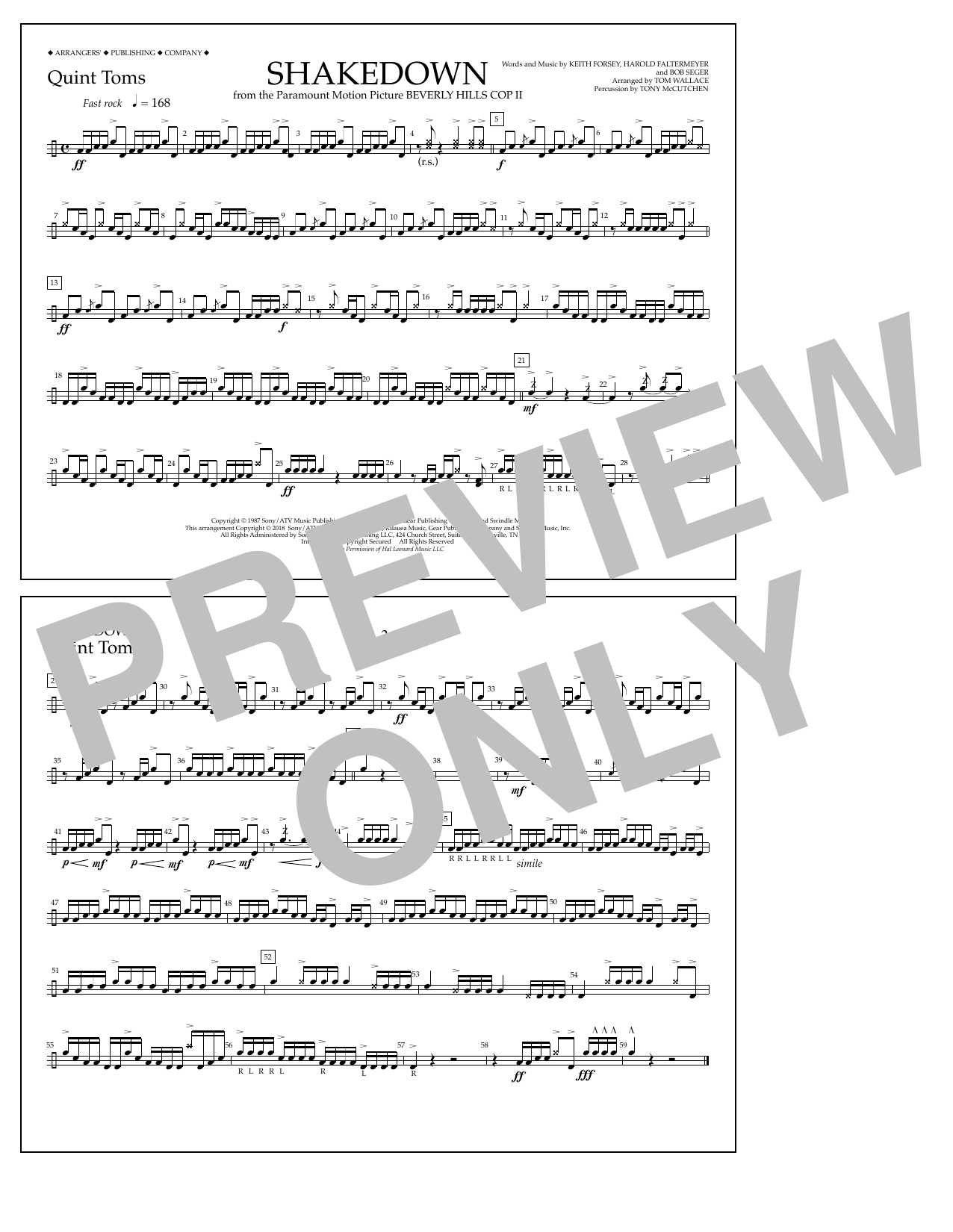 Download Tom Wallace Shakedown - Quint-Toms Sheet Music and learn how to play Marching Band PDF digital score in minutes