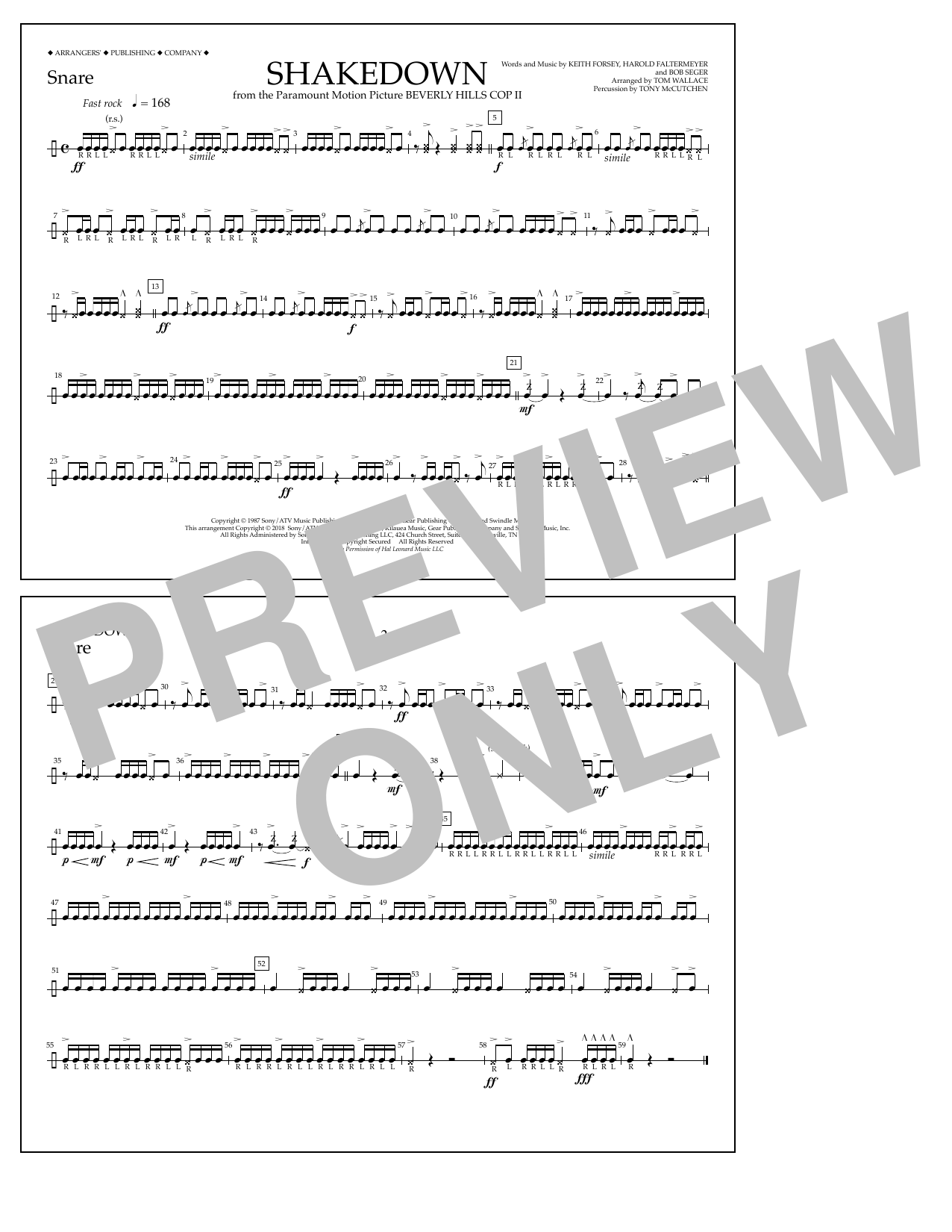 Download Tom Wallace Shakedown - Snare Sheet Music and learn how to play Marching Band PDF digital score in minutes