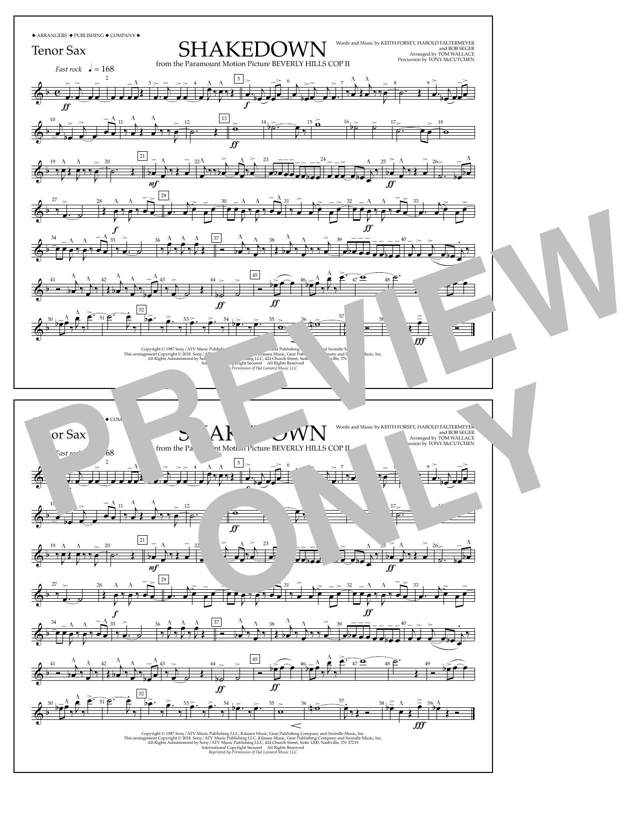 Download Tom Wallace Shakedown - Tenor Sax Sheet Music and learn how to play Marching Band PDF digital score in minutes