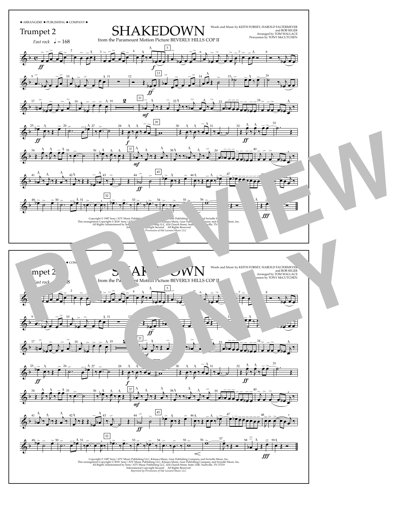 Download Tom Wallace Shakedown - Trumpet 2 Sheet Music and learn how to play Marching Band PDF digital score in minutes