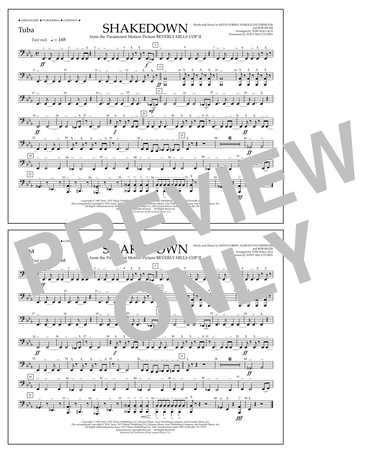Download Tom Wallace Shakedown - Tuba Sheet Music and learn how to play Marching Band PDF digital score in minutes