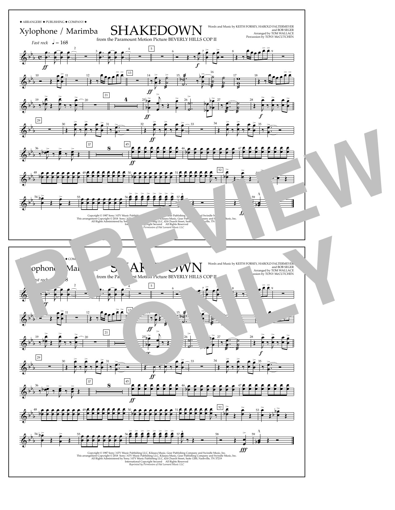 Download Tom Wallace Shakedown - Xylophone/Marimba Sheet Music and learn how to play Marching Band PDF digital score in minutes