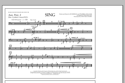 Download Tom Wallace Sing - Aux. Perc. 2 Sheet Music and learn how to play Marching Band PDF digital score in minutes