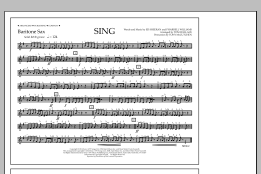 Download Tom Wallace Sing - Baritone Sax Sheet Music and learn how to play Marching Band PDF digital score in minutes
