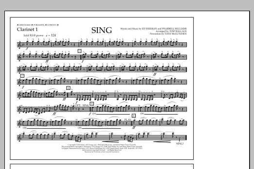 Download Tom Wallace Sing - Clarinet 1 Sheet Music and learn how to play Marching Band PDF digital score in minutes