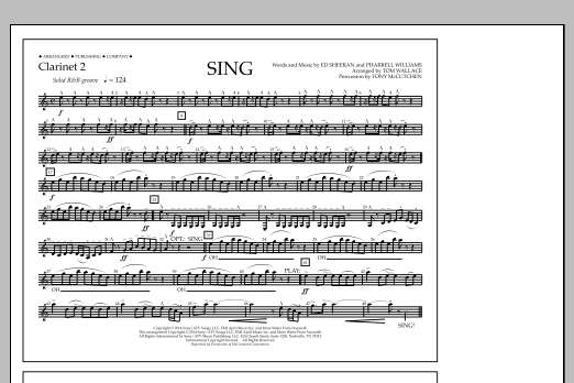 Download Tom Wallace Sing - Clarinet 2 Sheet Music and learn how to play Marching Band PDF digital score in minutes