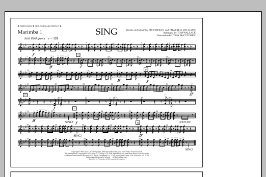 Download Tom Wallace Sing - Marimba 1 Sheet Music and learn how to play Marching Band PDF digital score in minutes