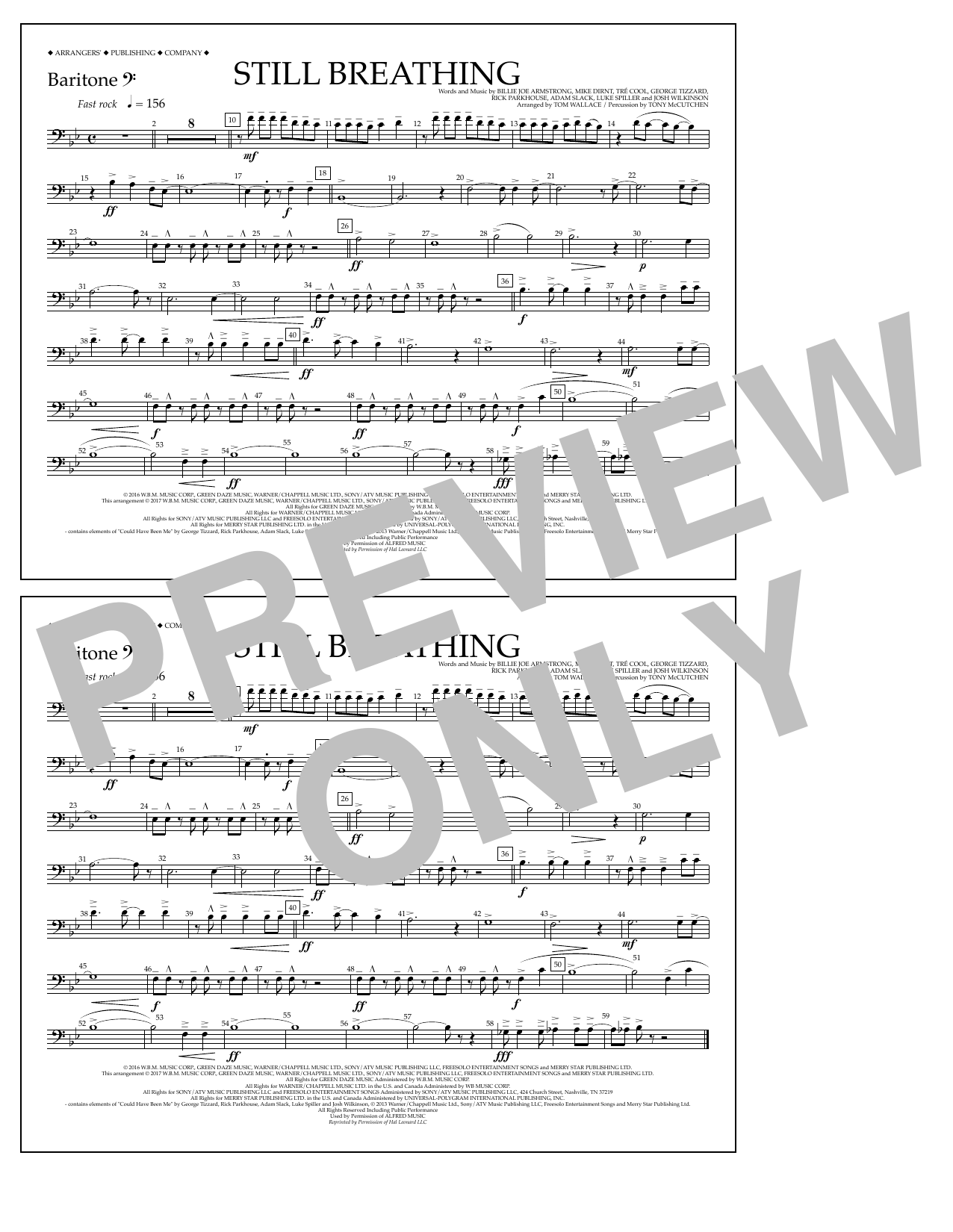 Download Tom Wallace Still Breathing - Baritone B.C. Sheet Music and learn how to play Marching Band PDF digital score in minutes