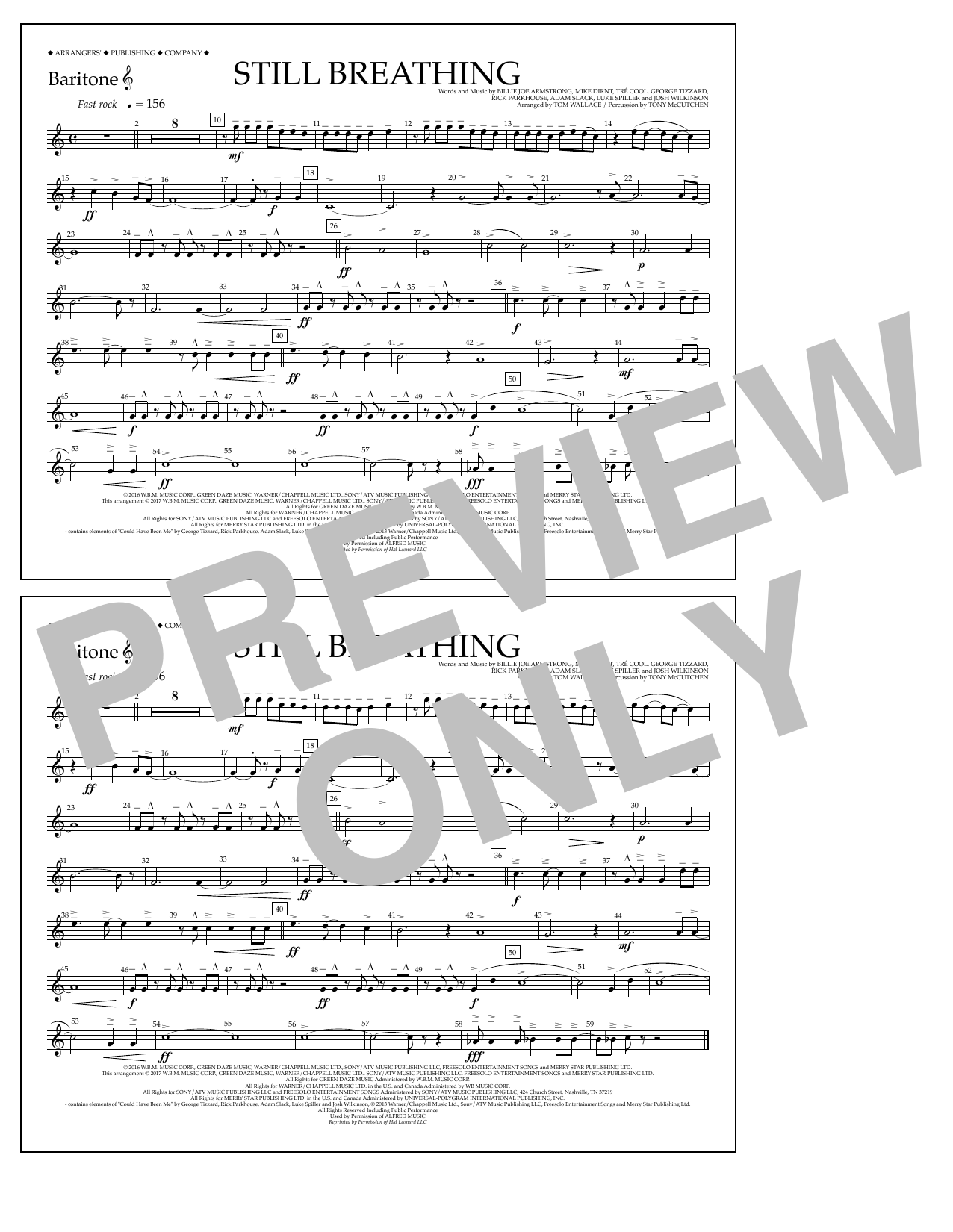 Download Tom Wallace Still Breathing - Baritone T.C. Sheet Music and learn how to play Marching Band PDF digital score in minutes