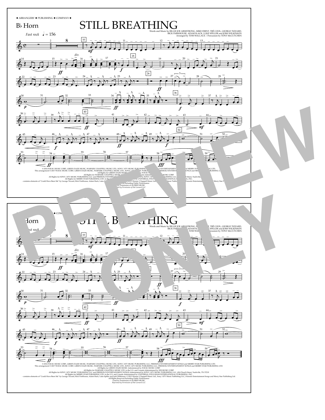 Download Tom Wallace Still Breathing - Bb Horn Sheet Music and learn how to play Marching Band PDF digital score in minutes